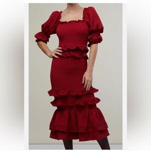 NWT Revolve Red Smocked Dress